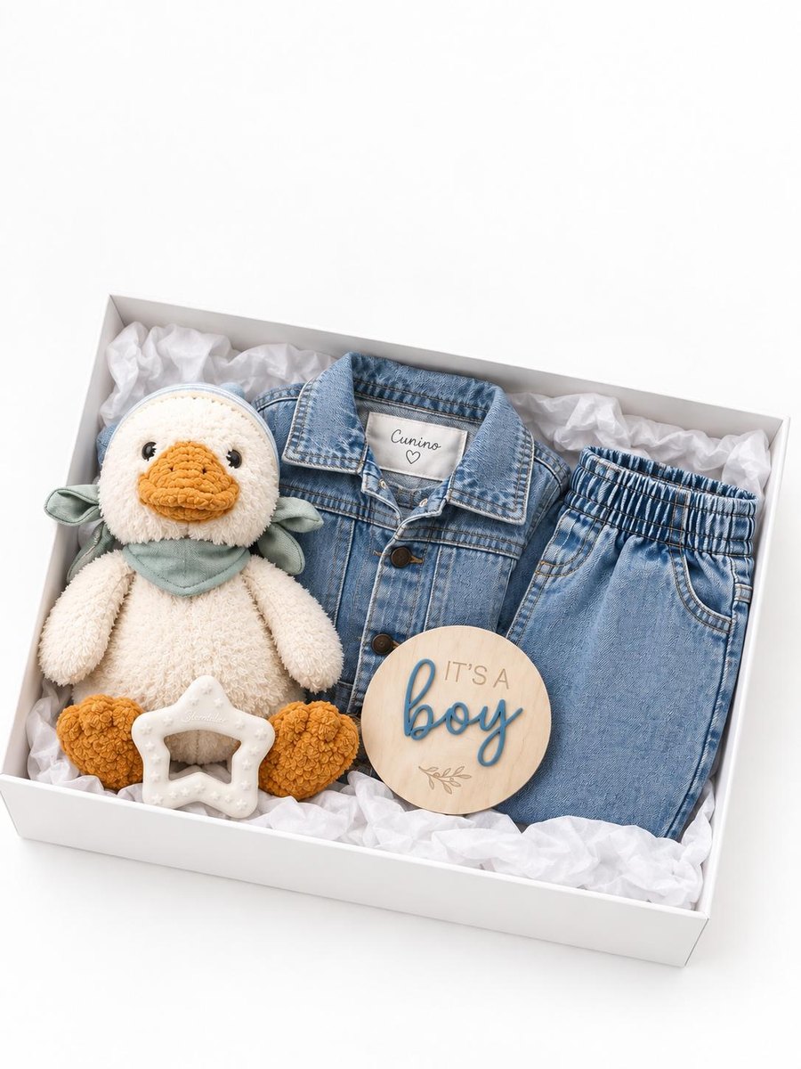 Premium Denim Baby Set – luxury gift package