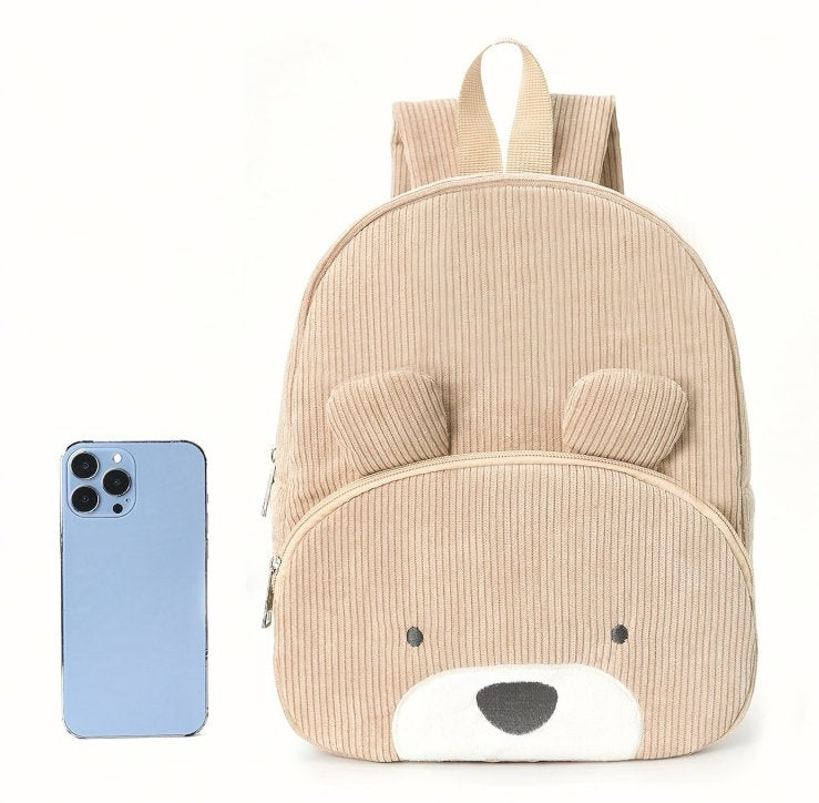 Children's backpack made of ribbed cotton - playful animal motifs