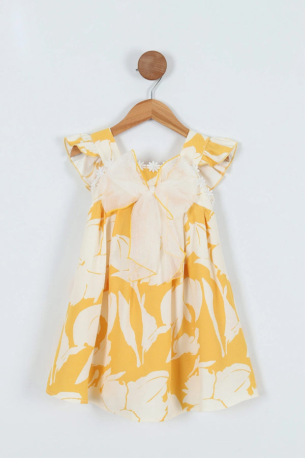 Yellow summer dress with bow (2-5 years)