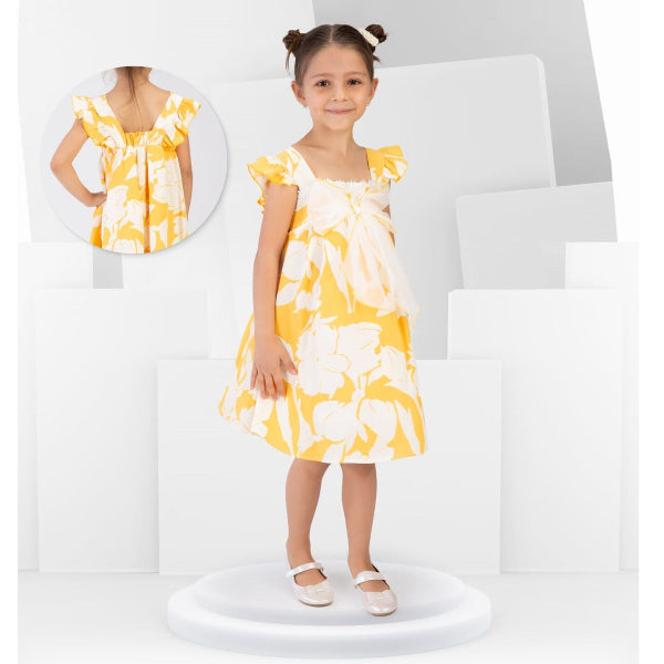 Yellow summer dress with bow (2-5 years)