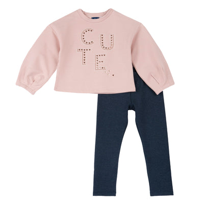 Chicco set with decorative lettering – T-shirt and leggings
