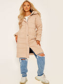 Wattierter Longline-Mantel mit Kapuze 