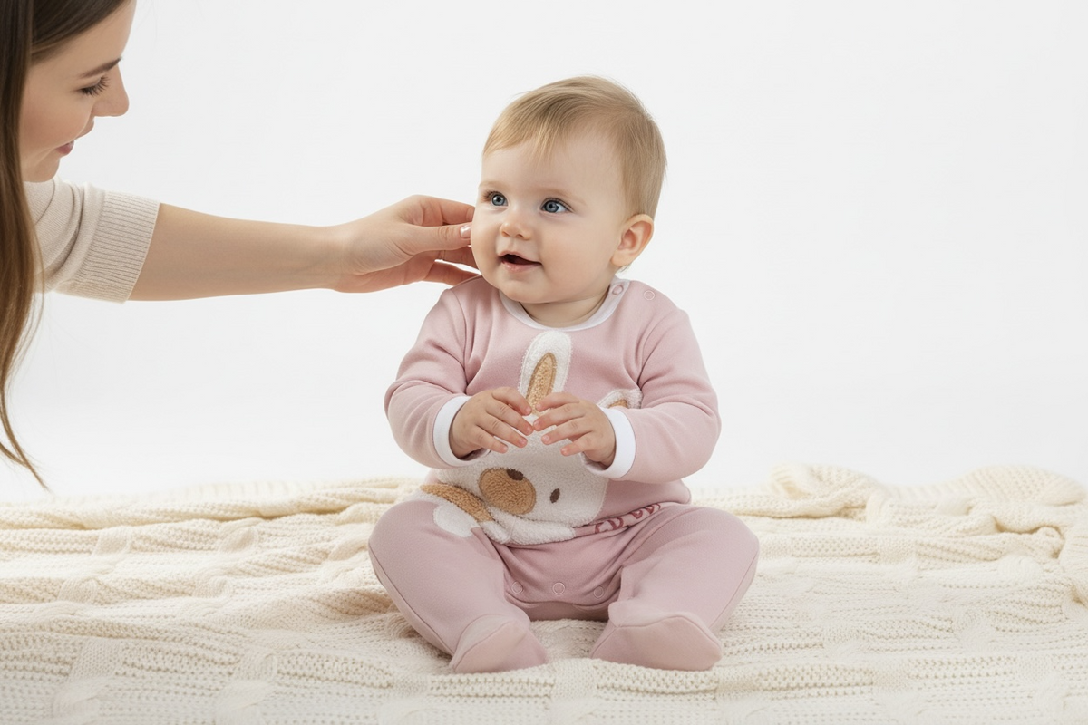Chicco plush bunny bodysuit – pink, with feet