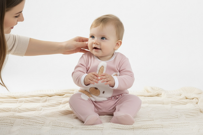 Chicco Plüschhasen-Body – rosa, mit Füßen