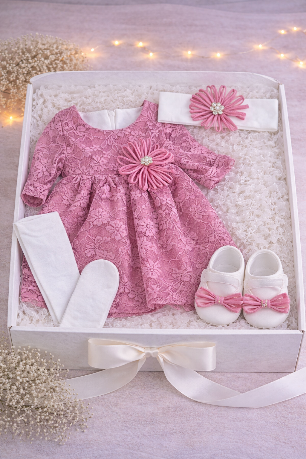 Svečani set za bebe u tamno roza boji