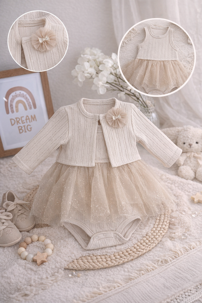 Kinderset mit Strickjacke und Tüllrock