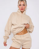 Fleece set: 1/2 zip hoodie and shorts 