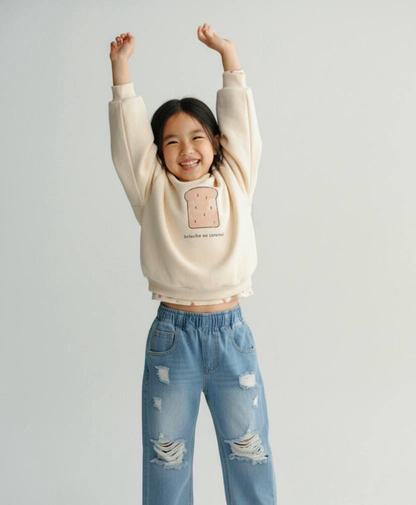 La’ciel Paris dječja sweatshirt majica „Brioche au caramel” – krem