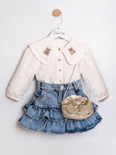 CUMINO dvodjelni set bluza i traper s volanima (2-5 GOD)