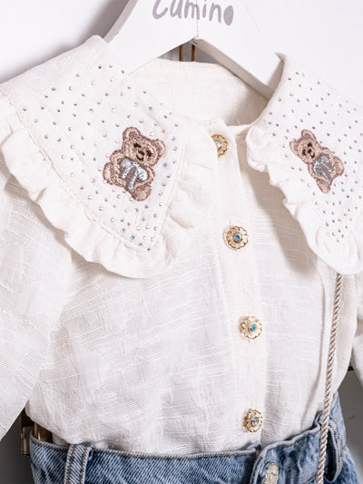 CUMINO zweiteiliges Set Bluse und Jeans mit Rüschen (2-5 JAHRE)