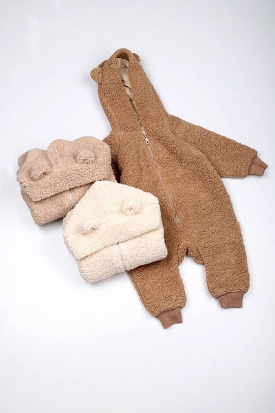 VAUVA Fleece-Overall – Hellbraun und Dunkelbraun (68-98)