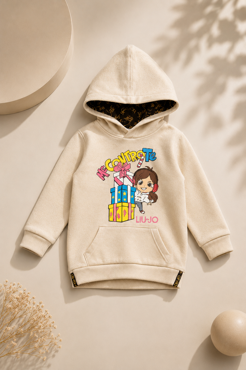Beiger Kinder-Kapuzenpullover von Liu Jo mit Aufdruck