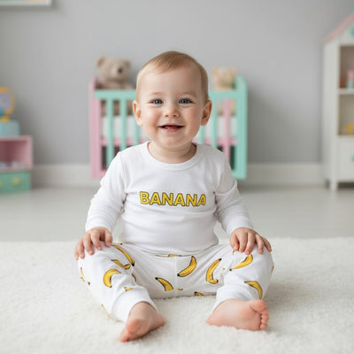 Vauva-Kinder-Pyjama-Set (Avocado, Banane, Karotte, Keks)