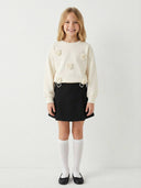 La'ciel Paris Kinder-T-Shirt mit 3D-Rosenmotiv – creme/elfenbein