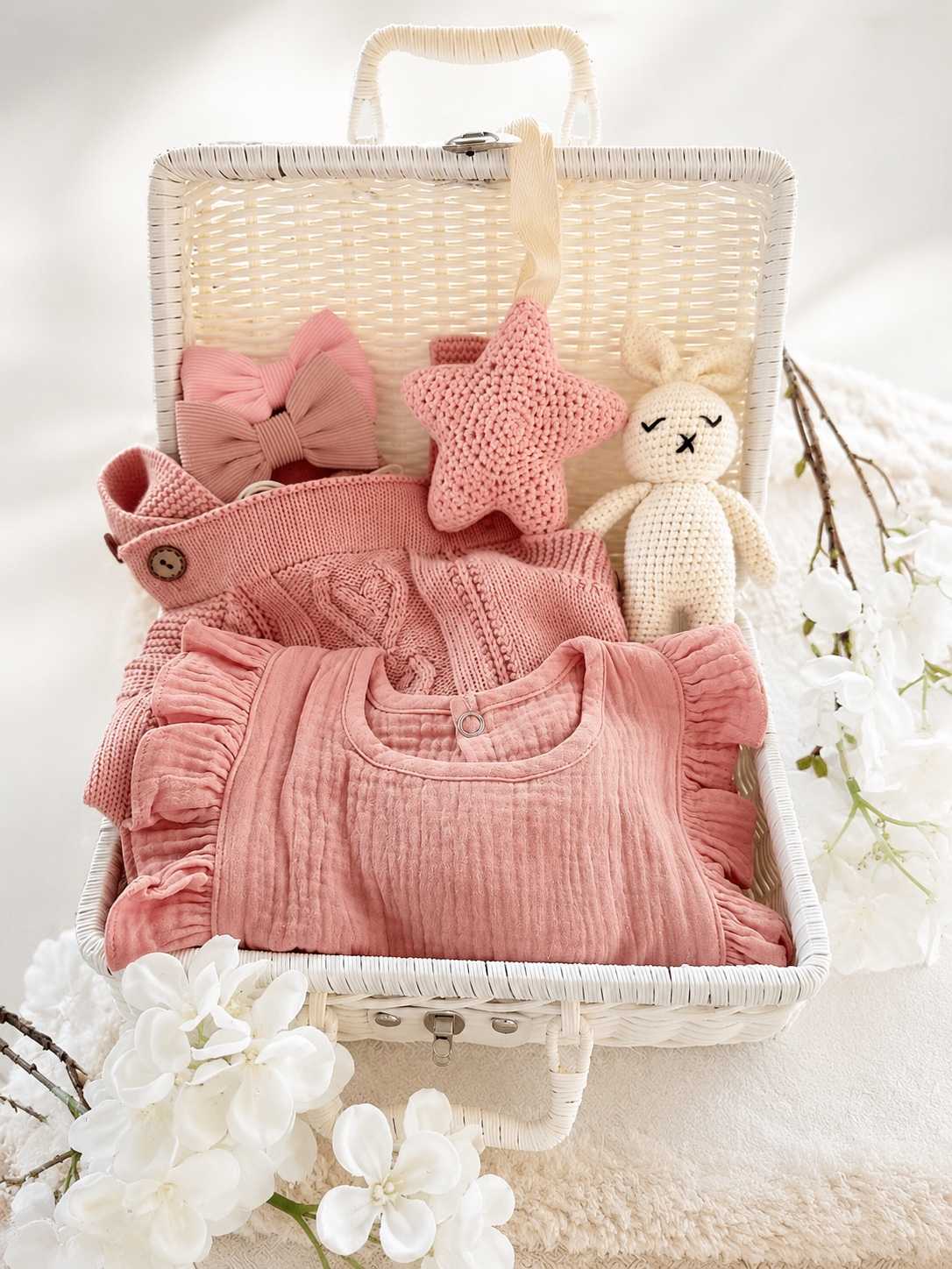 Poklon set za bebe Blush Knit u elegantnom koferčiću