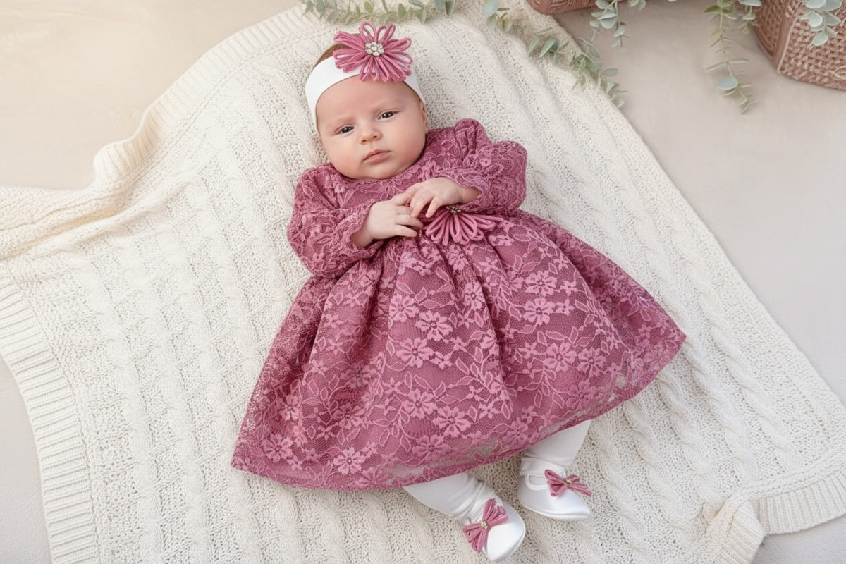 Svečani set za bebe-tamno roza