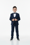 Formal children's navy blue suit with vest and bow tie (92-158)