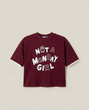 La'ciel Paris Kinder-T-Shirt „Not a Monday Girl“ – bordeauxrot