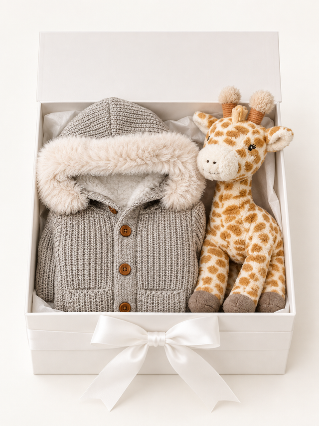 Niperland vunena vesta & Sterntaler muzička žirafica – Premium Ready to Gift poklon set