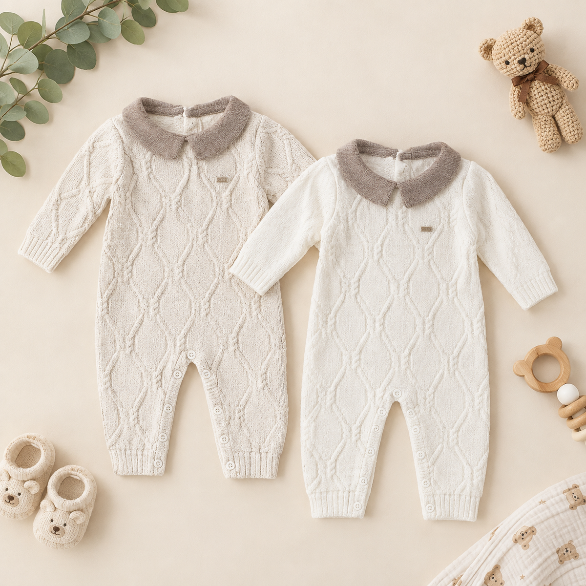 Pleteni kombinezon za bebe – Coffee i Cream
