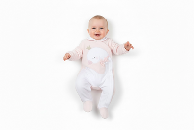Chicco Baby-Strampler mit Füßchen und Schwanenmotiv – hellrosa