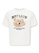 Only Girls — T-Shirt "Not Lazy" mit Bärchen | Off White