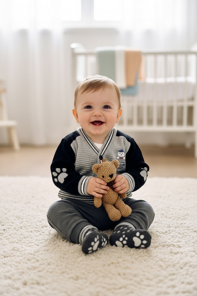 Strickjacke für Kinder mit Matrosenmotiv