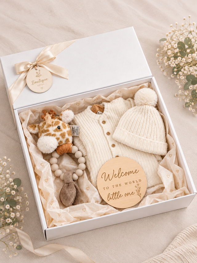 Premium poklon set za bebu – vuneni komplet