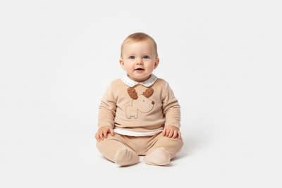 Baby-Set mit Welpenmotiv – Bio-Baumwolle (2–6 Monate)