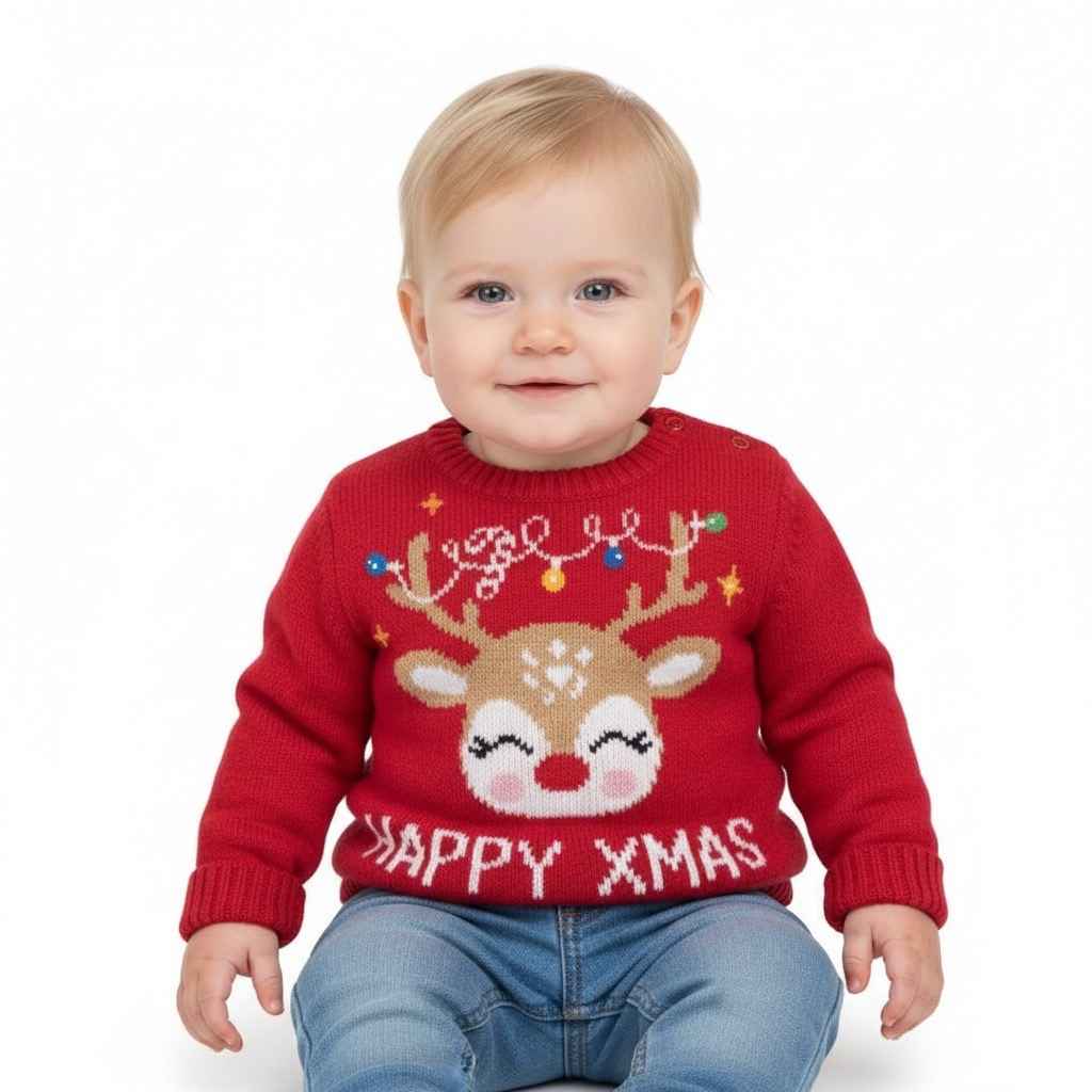 Dječji božićni pulover Happy Xmas s motivom jelena