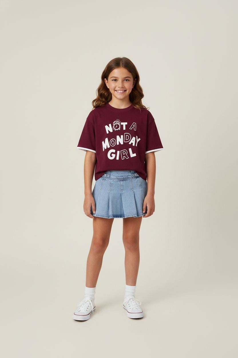 La’ciel Paris dječja majica „Not a Monday Girl“ – bordo