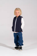La'ciel Paris children's quilted vest - navy blue with red lining