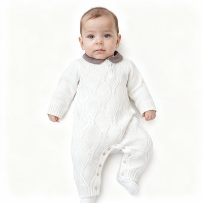 Pleteni kombinezon za bebe – Coffee i Cream