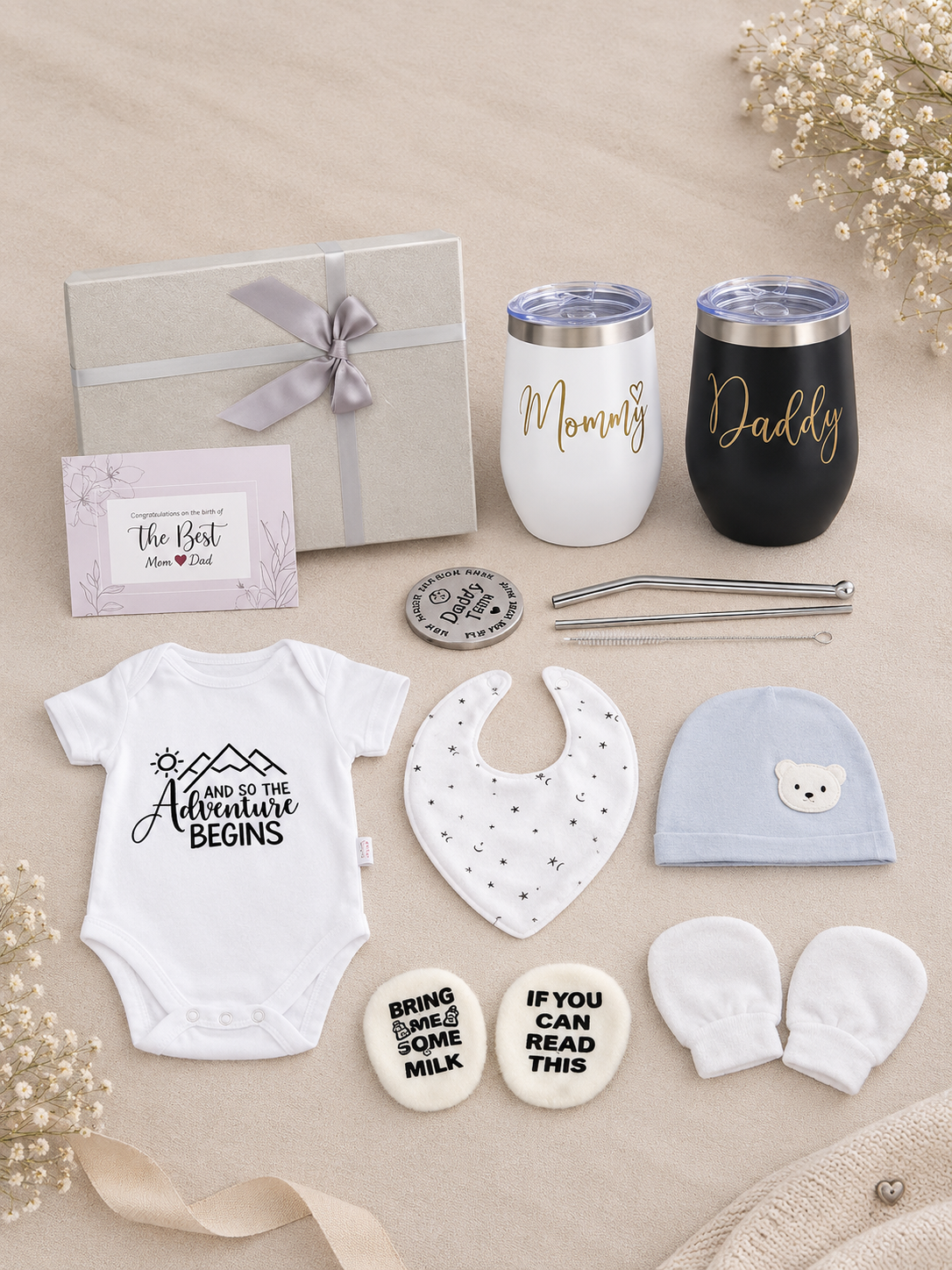 Gift package for new parents – Gold or Silver box | Original baby shower gift