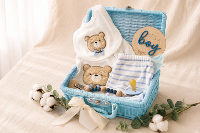 Premium Geschenkset für Neugeborene – 6-teiliges Set | Weiche Baumwolle | „It’s a Boy“ Kollektion