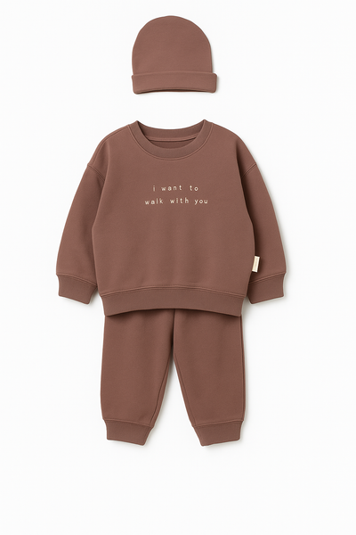 VAUVA Kinder-Trainingsanzug aus Bio-Baumwolle – Hose, T-Shirt und Mütze