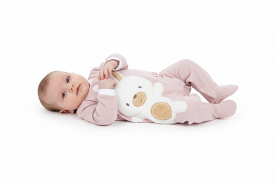 Chicco Plüschhasen-Body – rosa, mit Füßen