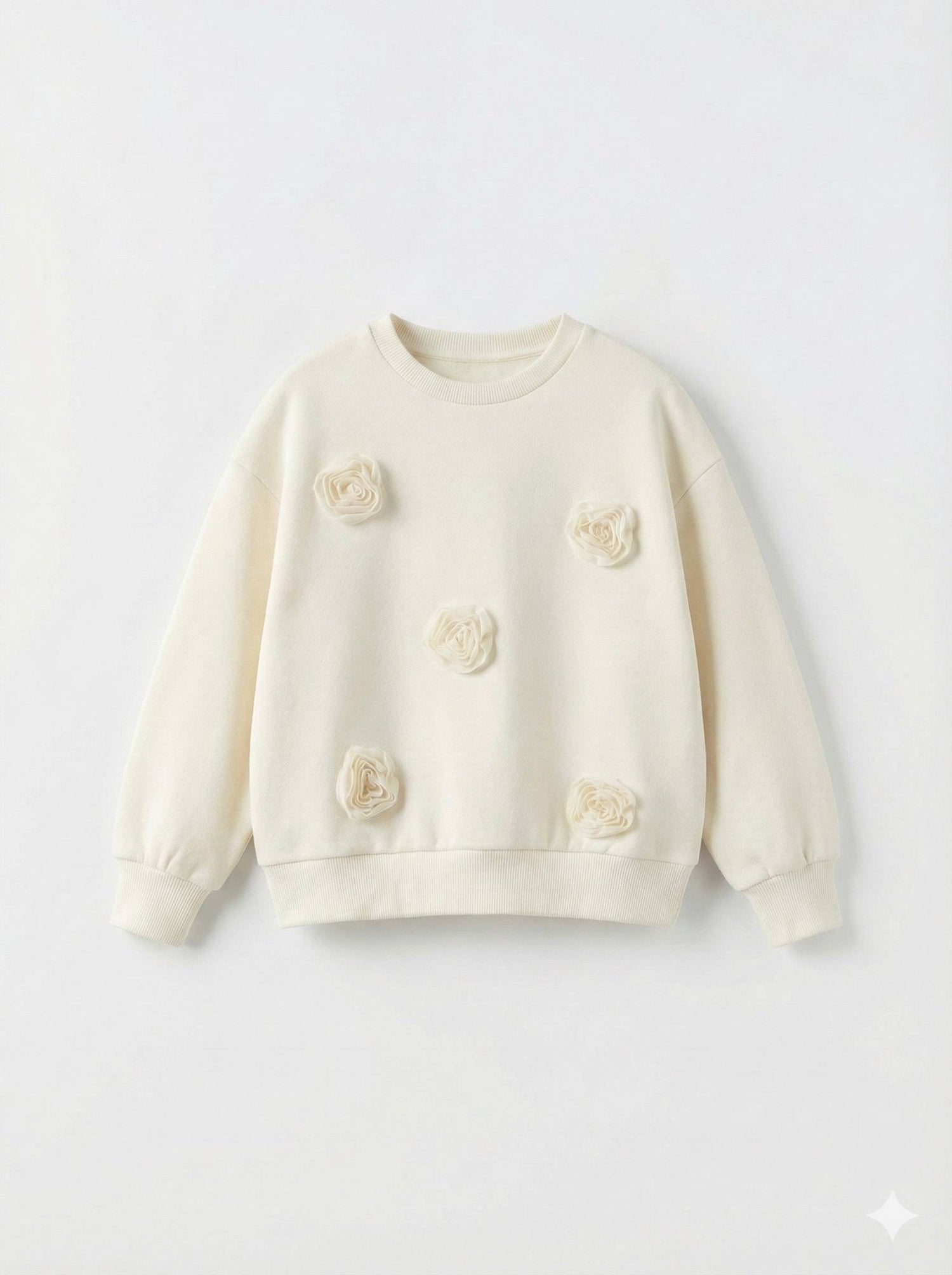 La’ciel Paris dječja majica s 3D ružama – krem / boja slonovače