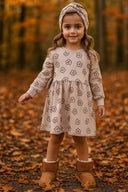 VAUVA children's organic cotton dress with ribbon - Cherry and Flower motif