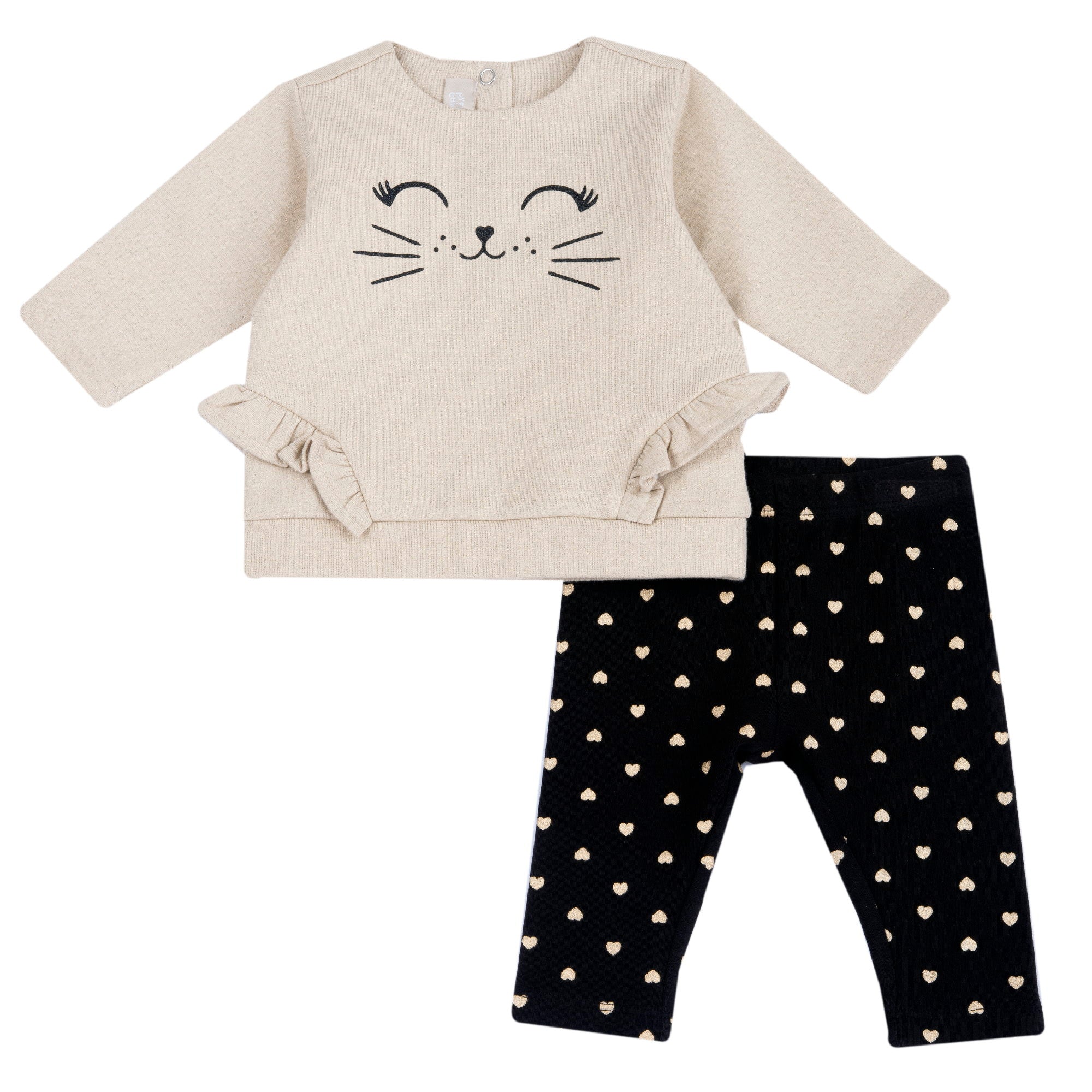 Chicco Baby komplet Mačkica – majica i tajice sa srcima