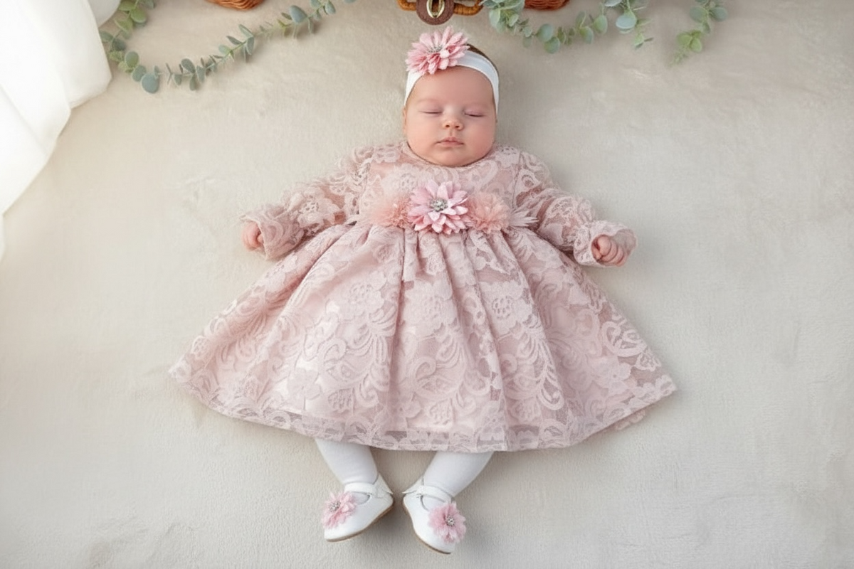 Svečani set za bebe - nježno ružičasta