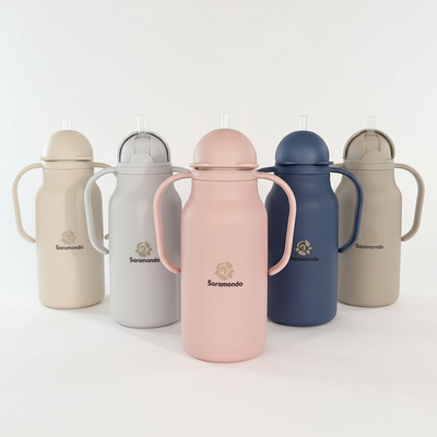 Šaramondo Umweltfreundliche Kinder-Trinkflasche mit Strohhalm