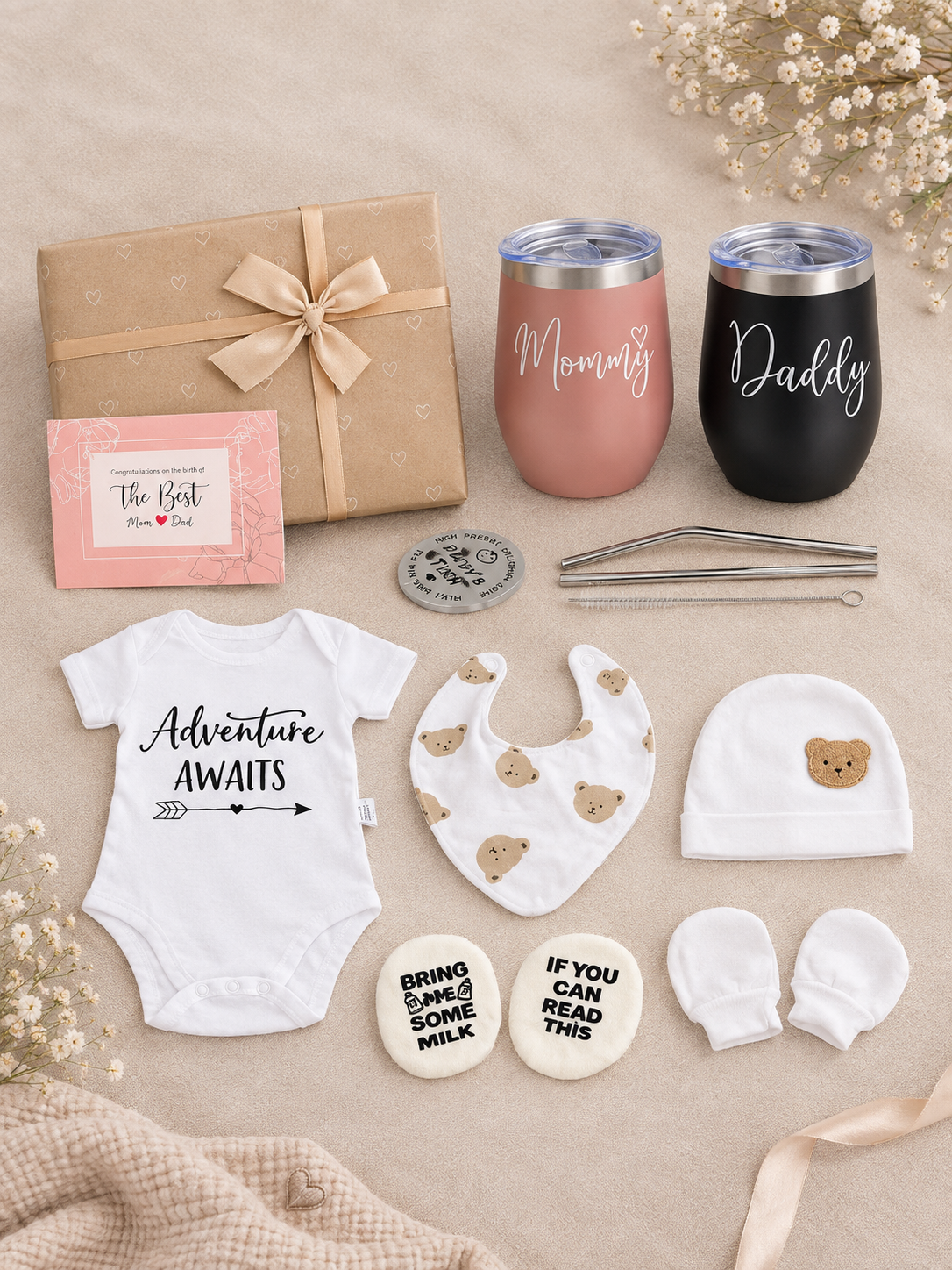 Poklon paket za nove roditelje – Zlatna ili Srebrna kutija | Originalan baby shower dar
