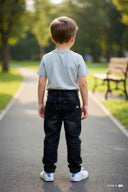 Boys' trousers with elastic waistband - black