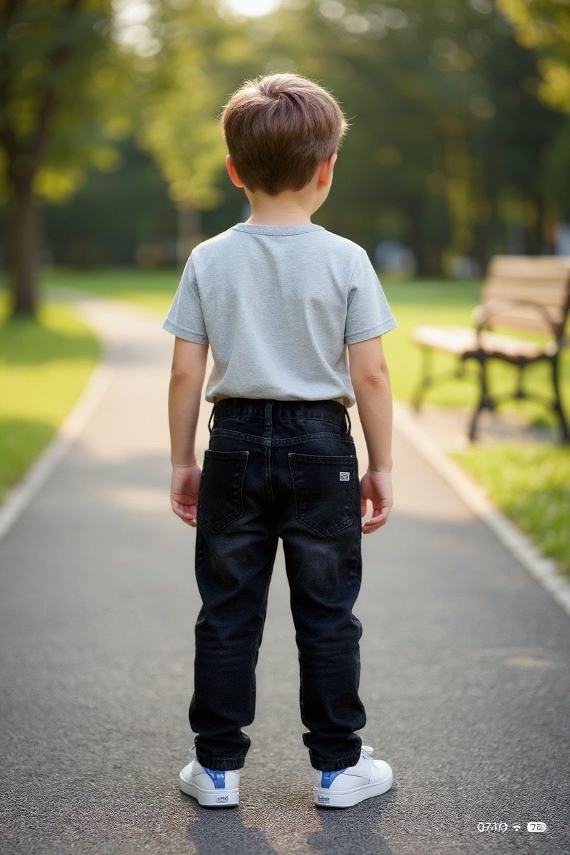 Boys' trousers with elastic waistband - black