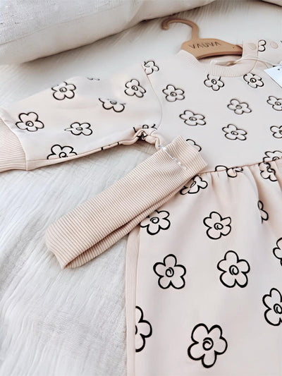 VAUVA Babykleid aus Bio-Baumwolle mit Schleife – Kirsch- und Blumenmotiv