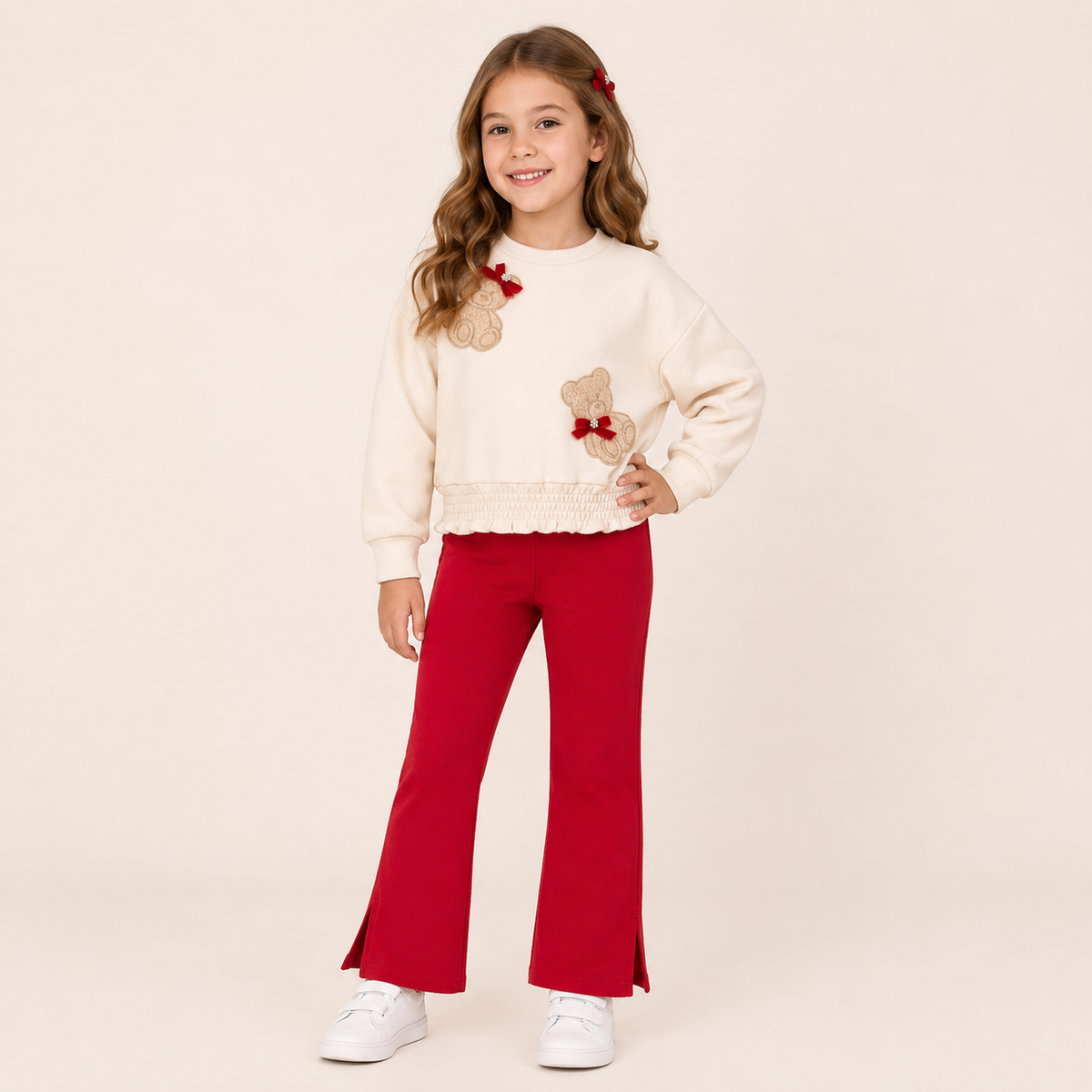 Chicco Mädchenset Teddy – Oberteil und rote Hose