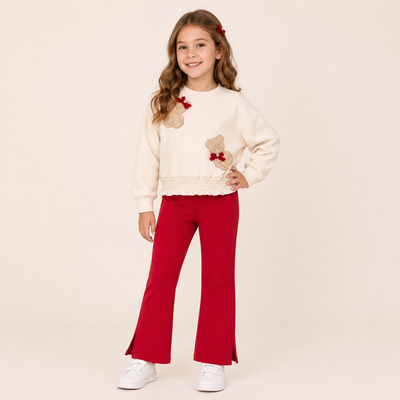 Chicco Mädchenset Teddy – Oberteil und rote Hose