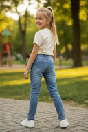 Hose im Denim-Look aus 100 % Baumwolle für Mädchen
