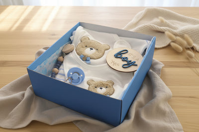 Premium Geschenkset für Neugeborene – 6-teiliges Set | Weiche Baumwolle | „It’s a Boy“ Kollektion